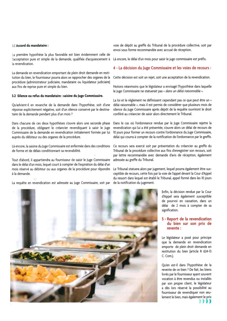 La revendication et la créance des fournisseurs